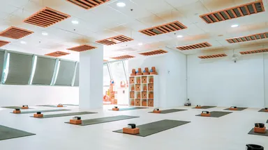 The inside of Jal Yoga studio.